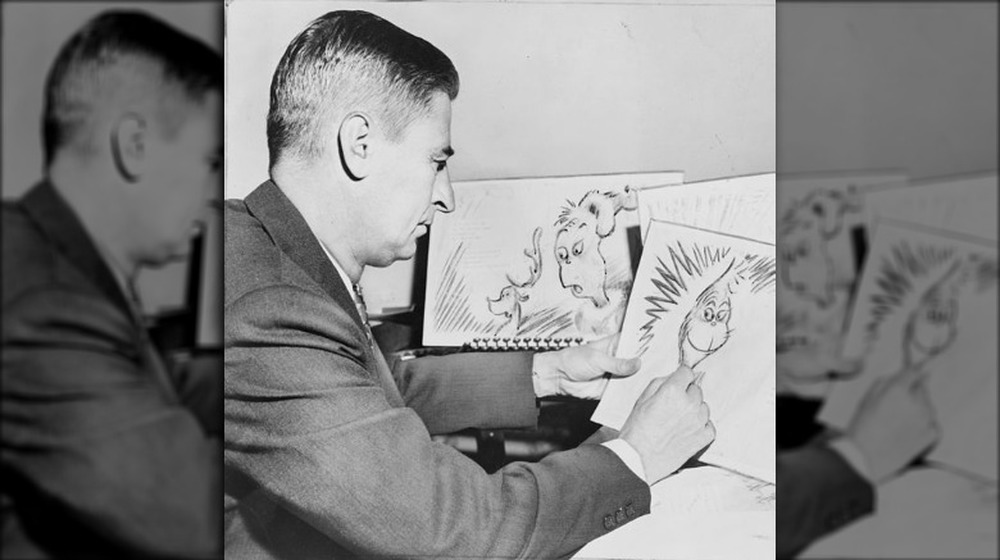 Dr. Seuss draws The Grinch