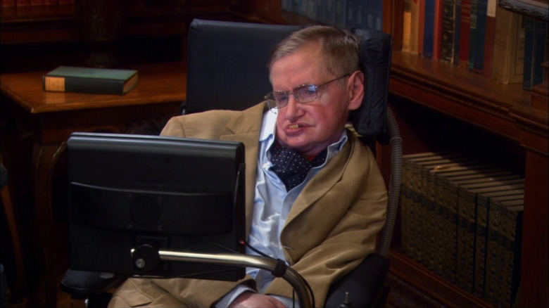 Professor Stephen Hawking watches