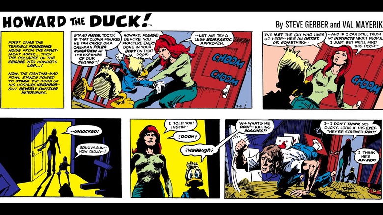 A strip from the Howard the Duck newspaper comic