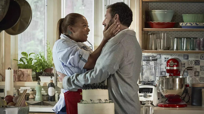 Couple embracing in a kitchen