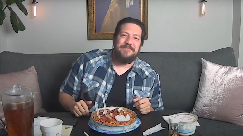 Sal Vulcano eating dinner