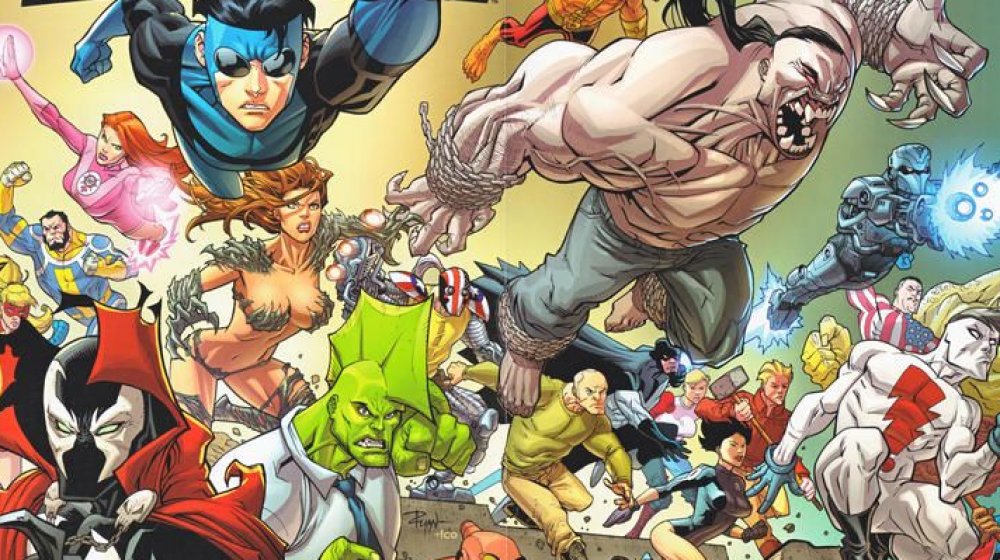 Invincible fights with other Image Comics heroes, including Savage Dragon and Spawn