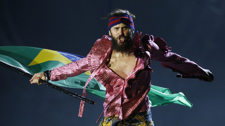 Jared Leto waving the Brazilian flag