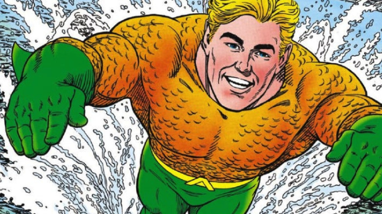 Comic book Aquaman swimming swimming