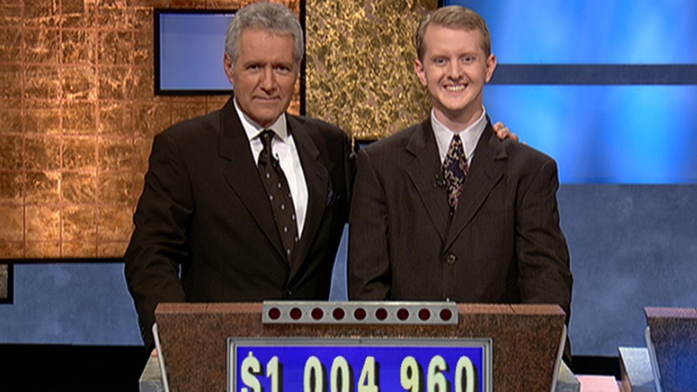 Alex Trebek and Ken Jennings on Jeopardy!