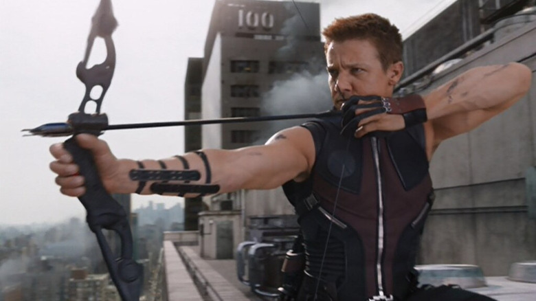 Hawkeye shoots an arrow