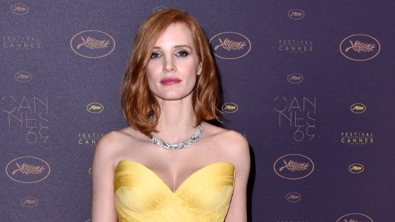 Jessica Chastain posing at Cannes 