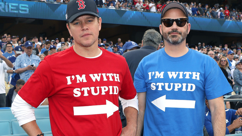 Jimmy Kimmel and Matt Damon at the World Series