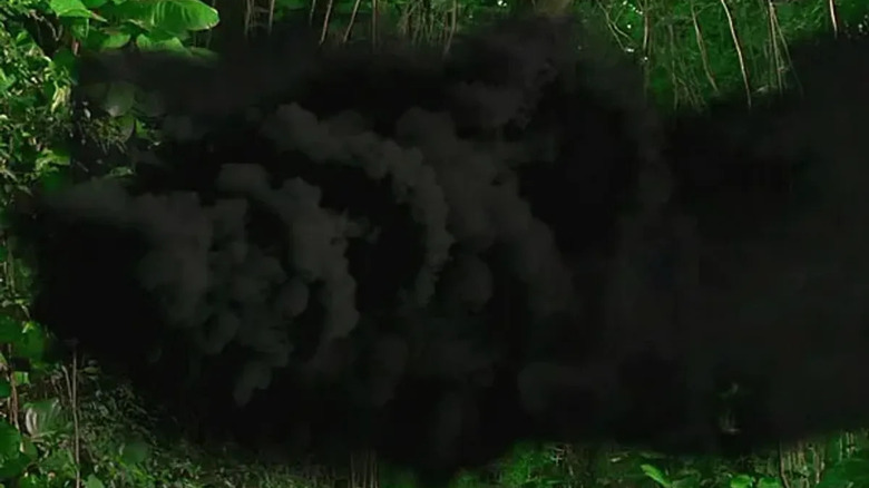 Smoke monster flying over island