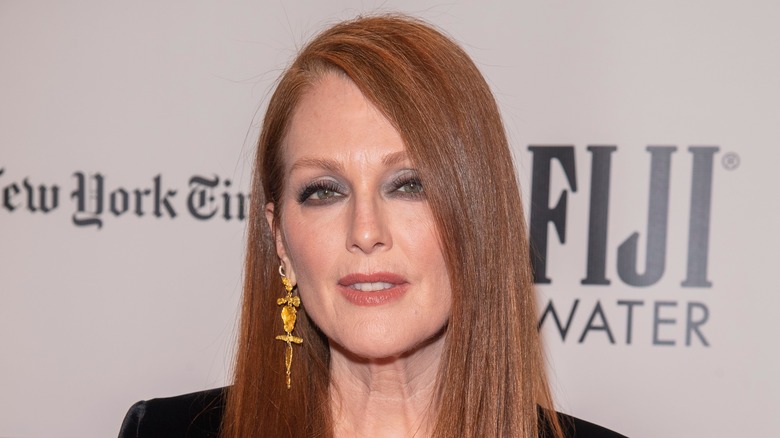 Julianne Moore looks serious on red carpet