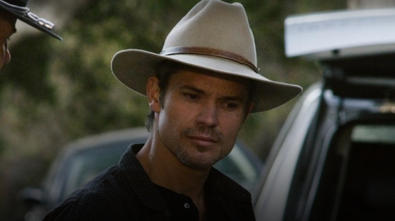 Raylan Givens listens intently 