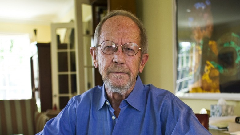 Elmore Leonard wearing blue shirt