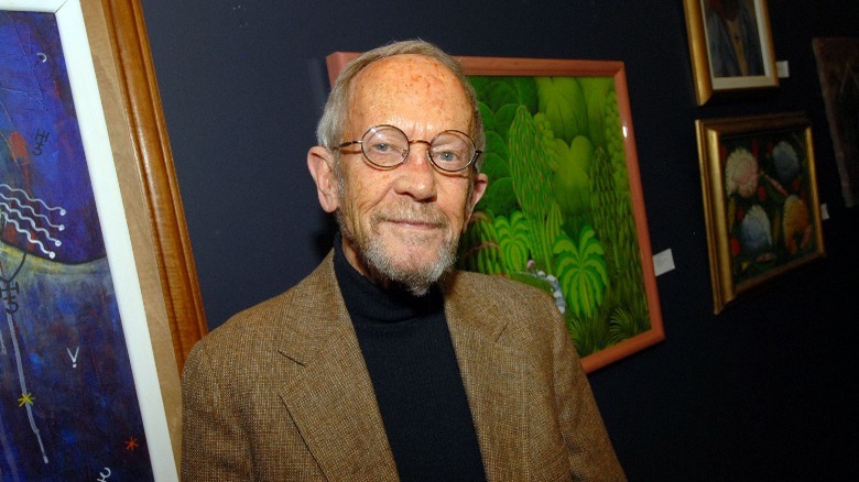 Elmore Leonard wearing blue turtleneck