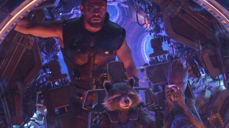 Thor, Rocket, and Groot together