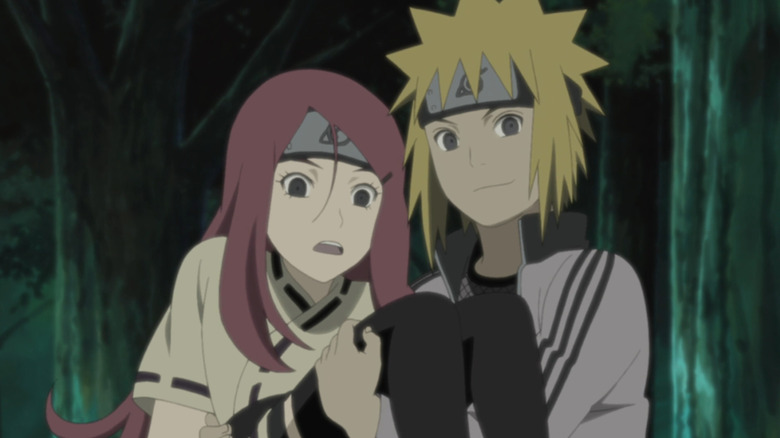 Young Minato carrying Kushina