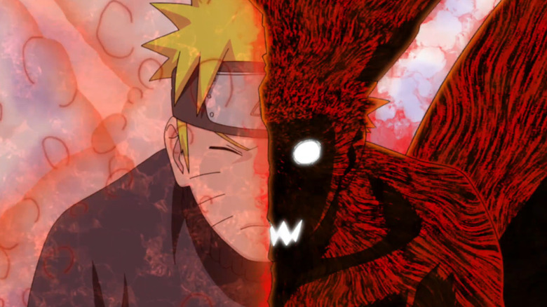 Naruto morphing into Nine-Tailed Fox form