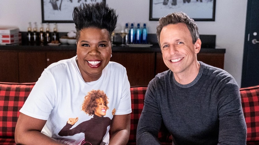 Leslie Jones and Seth Meyers