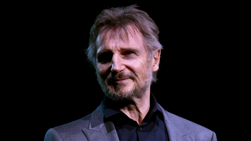 Liam Neeson gray suit