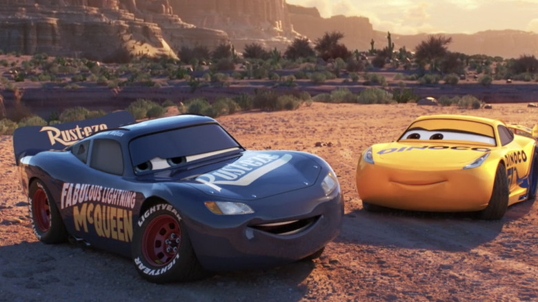 Lightning McQueen (and his new paint job) with Cruz