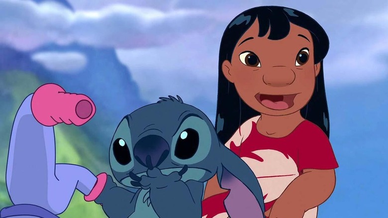 Lilo and Stitch on a bike