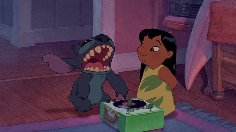 Stitch playing with a record player