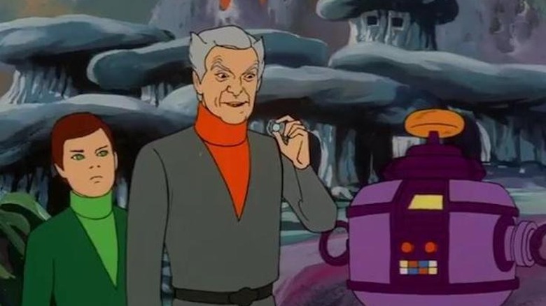 Linc Robinson, Dr. Smith, and the Robot in the animated Lost in Space