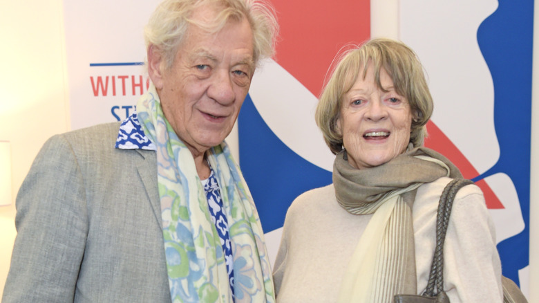 Maggie Smith with Ian McKellen, both smiling