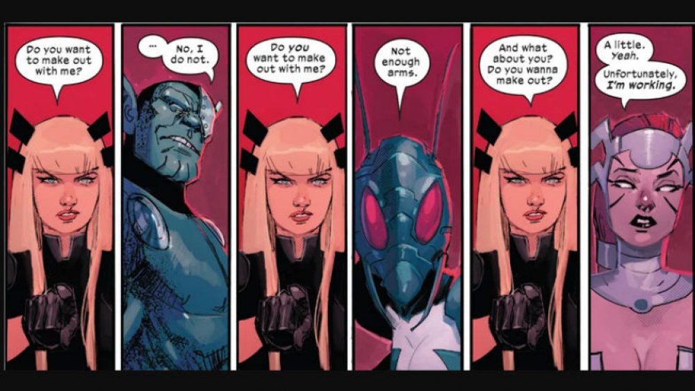 Magik hitting on aliens in 2020's New Mutants #5