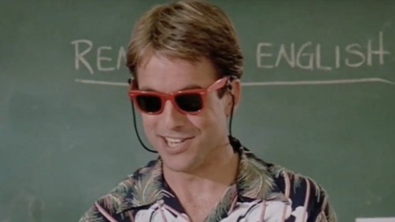 Harmon wearing sunglasses and Hawaiian shirt