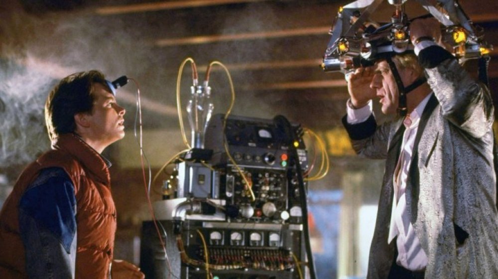 Michael J. Fox as Marty McFly and Christopher Lloyd as Doc Brown in Back to the Future