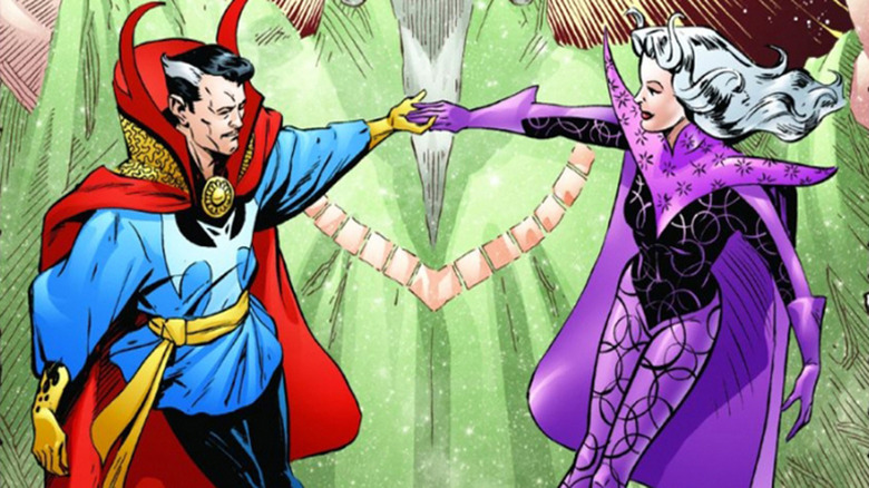 Doctor Strange and Clea hold hands