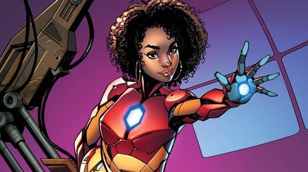 Riri Williams, a.k.a., Ironheart, with palm outstretched