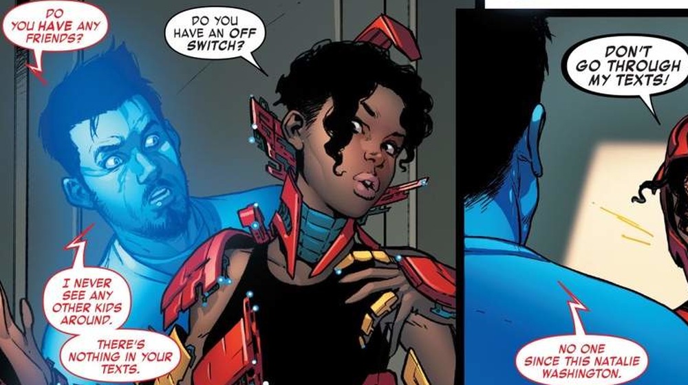 Tony Stark arguing with Riri Williams/Ironheart