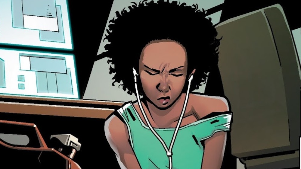 Riri Williams/Ironheart wearing earbuds