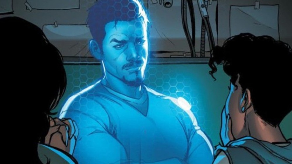 AI Tony Stark talks to Riri Williams/Ironheart