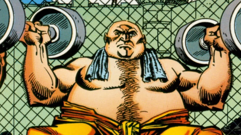 The Kingpin lifts weights in prison