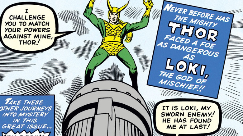 Loki in his first Marvel Comics appearance, art by Jack Kirby