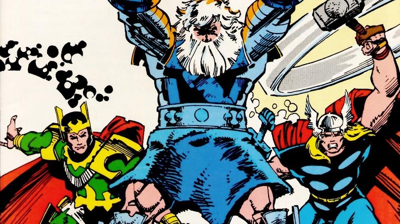 Loki, Odin, and Thor, art by Walt Simonson