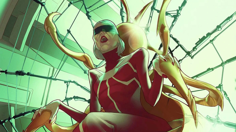 Madame Web shouts from web chair