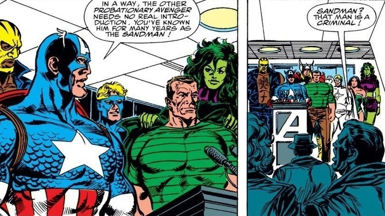 Cap introduces Sandman as  Avenger