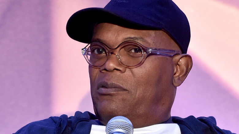 Samuel L. Jackson at a panel for Captain Marvel