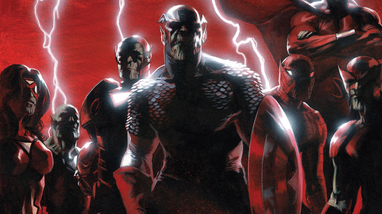 Skrulls as the Avengers in a Secret Invasion comic cover