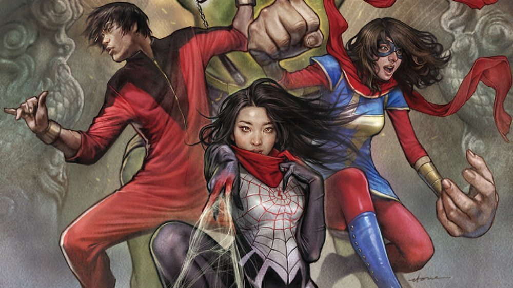 Silk teaming up with Shang-Chi and Ms. Marvel, from Marvel Comics