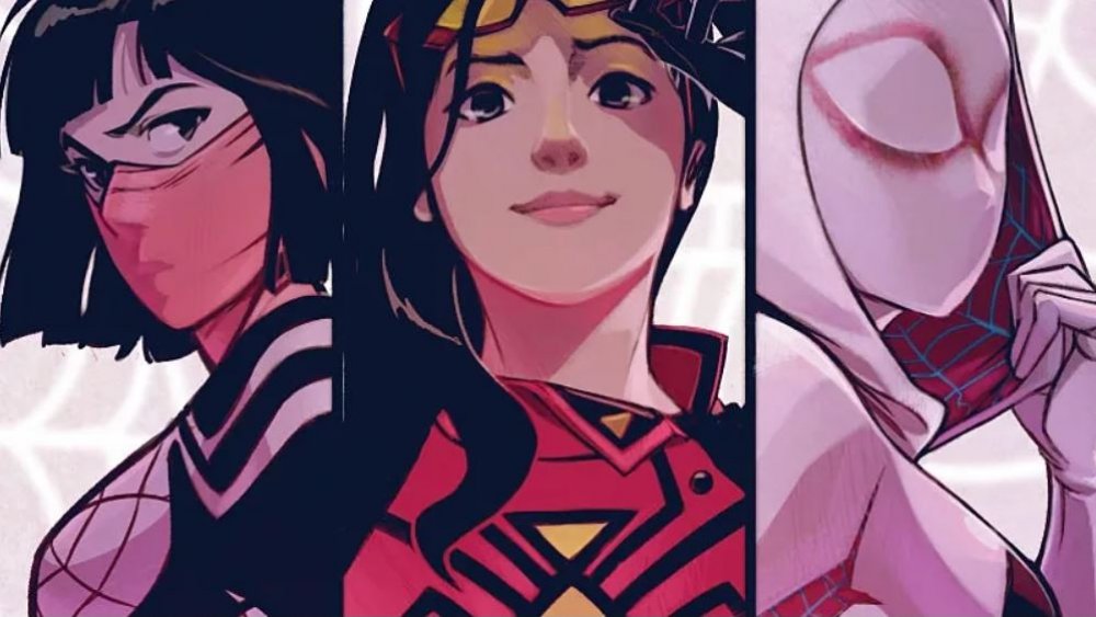 Silk, Spider-Woman, and Spider-Gwen, from Marvel Comics