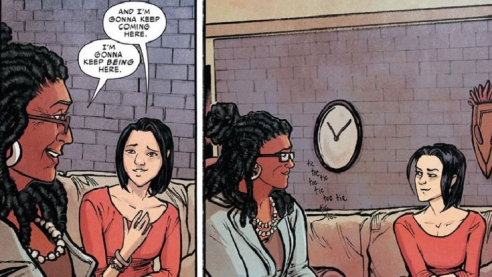 Cindy Moon sees her therapist, from Marvel Comics