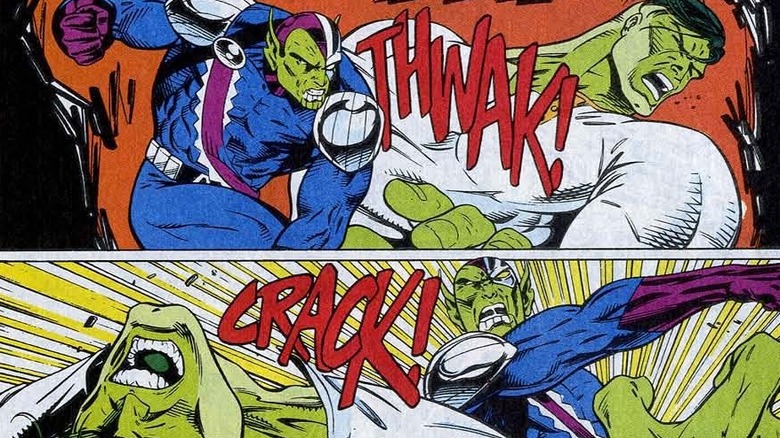 Talos fighting the Hulk