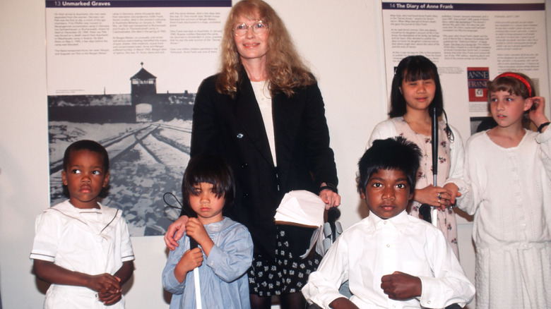 Mia Farrow and children