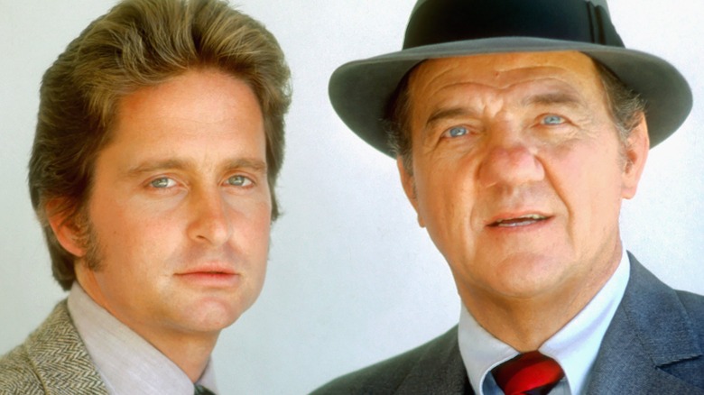 Michael Douglas and Karl Malden posing