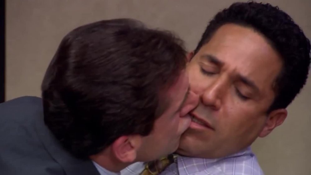 Oscar Nunez as Oscar Martinez and Steve Carell as Michael Scott in The Office