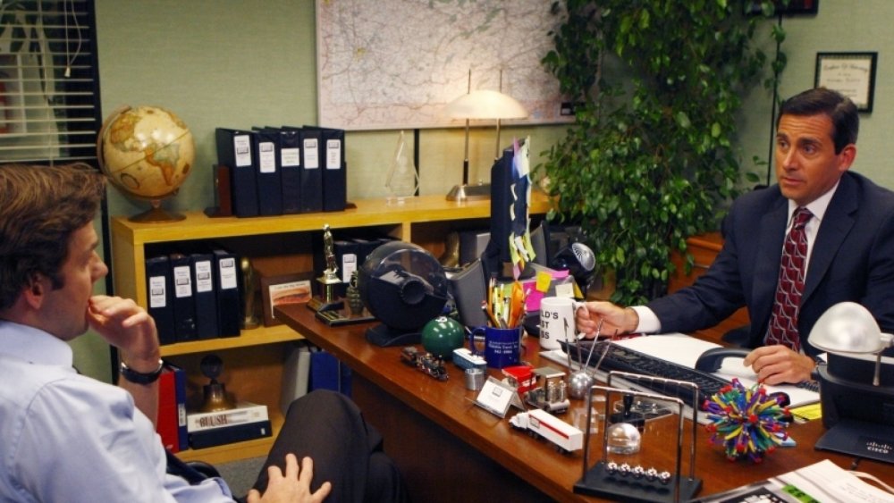 Steve Carell as Michael Scott and John Krasinski as Jim Halpert in The Office